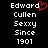 A black background displays white pixelated text reading "Edward Cullen Sexxy Since 1901" with a red heart symbol replacing the 'd' in "Edward" on the left side of the image.