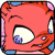 A 50x50 pixel animated buddy icon featuring a red cartoon character with blue accents, shown in two sequential frames where the left eye closes from open to winking state.