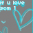 Pixelated blue text and heart outlines on a gray background with animated flying birds.