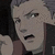 Pixelated anime-style character with short gray hair, brown jacket over dark shirt, mouth open in mid-speech expression