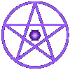 A circular purple pentagram with a central glowing star, surrounded by a purple ring, displayed in a of nine variations showing progressive animation frames
