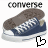 Six pixelated shoe icons arranged in two , each with a small heart symbol below; text labels identify brands above the shoes