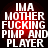 Four identical display white pixelated text on a red gradient background with black edges