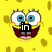 Pixelated Spongebob Squarepants face with yellow porous background, text overlays changing across frames, green text on final frame.