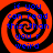 Four identical display a red and black spiral background with blue text reading 'if you can read this than you r weird' in pixelated font