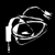 Pixelated grayscale icon of a coiled audio cable with plug and connector ends on black background.
