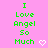 Green pixelated text on pink background reads 'I Love Angel So Much' with white heart symbol, two identical frames side-by-side.