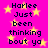 A static image with a bright pink background filled with yellow stars, displaying repeated text in black pixelated font.