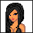 Pixel art contact sheet showing a 3x3 grid of animated frames featuring a cartoon woman with long black hair, orange skin, and changing poses/clothing across sampled frames.