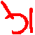 Red pixelated symbols on gray background: sword, vertical line, crossed swords, stylized R with diagonal stroke, and standalone R.