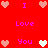 Red background with pink and white pixelated hearts, purple text reading 'I Love You' arranged in a pattern