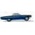 Animated sequence of a blue classic convertible car with gray roof, viewed from side in motion.