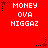 Red background with white pixelated text 'MONEY OVA NIGGAZ' repeated in a , surrounded by black and red star-shaped pixel clusters