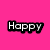 A static image with a bright pink background, featuring two black text labels 'Happy' and 'Sean', and a small question mark symbol below them.