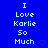 Blue background with repeated light blue text "I Love Karlie So Much" in three , some frames show small pink hearts near the text
