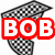 six checkered paper airplane icons with red text overlays reading 'BOB', 'is', 'the', and 'SHiT!' in various positions