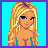 Pixelated image of a blonde woman in a teal bikini with green floral patterns, standing against a cyan background with red text reading "Hot!".