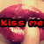 four pixelated images showing a person's mouth with red lips and teeth, overlaid with changing text in bold red font