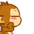 Brown cartoon monkey with pink cheeks in multiple poses showing head turns and hand-to-face gestures against white background.
