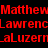 Red pixelated text on black background reads 'Matthew Lawrence' and '_aLuzern' with visible character distortion.