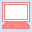 Pixelated computer monitor displays evolving text from empty to 'DON'T COPY' in pink letters on white screen with pink border and yellow keyboard.