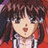Static 48x48 pixel icon of a character with dark hair and light skin, wearing a white top with vertical stripes, against a red background.