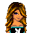 Pixel art contact sheet of an animated AIM buddy icon featuring a female character in Playboy Bunny attire with repeated 'play mate' text logos on alternating black and cyan backgrounds.