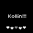 Black background with white pixelated text 'Kollin!!!' above five heart symbols, two of which are grayed out.