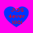 Four blue heart-shaped icons with red text on a bright pink background, each displaying 'J<3G 4ever HXX' in pixelated font.