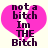 Two identical pixelated heart-shaped icons with pink fill and dark text reading "not a bitch Im THE Bitch" on light background.