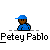 Pixel art buddy icon featuring a dark-skinned figure in blue attire with a blue cap, alongside blue 'NC' monogram symbols on gray background.