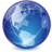 Pixelated blue sphere with light reflections and subtle gradient shading on a neutral background.