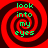 Four identical red and black spiral patterns with green text reading 'look into my eyes' arranged in a