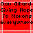 Red background with white lines and black pixelated text reading "Dan Gillard: Giving Hope To Morons Everywhere" repeated twice