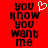 Red background with black pixelated text reading 'you know you want me' and a white pixelated heart symbol above the text on the left side.