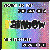 Pixelated static image with multicolored gradient background featuring green, blue, purple, and yellow hues; black text elements in pixel font across the top, middle, bottom, and lower-right.