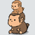 Pixelated cartoon monkeys in various stacked and side-by-side poses on a light gray background.