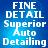Blue background with white text reading 'FINE DETAIL Superior Auto Detailing' in pixelated font across four identical