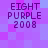 Pixelated text 'EIGHT PURPLE 2008' on a purple and pink checkered background with subtle pattern variations.