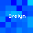 Four identical pixelated text labels reading 'Irelyn' arranged in a on a blue pixelated background