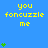 Blue background with yellow text 'you foncuzzle me' repeated across the image, green heart symbols in vertical stacks of one to four.