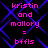 Pixelated text displays 'kristin and mallory = bffls' over a blue pattern on black background
