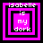 Pixelated text 'isabelle is my dork' in white on pink and black nested squares, with varying square layer counts across four views.
