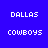 Blue background with white pixelated text reading DALLAS and COWBOYS in four identical quadrants arranged in a