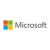 A Microsoft logo featuring a four-colored square grid and gray text on a light gray background.