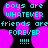 Pixelated cyan text on black background with overlapping pink circles, displaying 'boys are WHATEVER friends arefriends are FOREVER !!!!' in a repeating pattern.