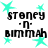 Four identical display black text and cyan stars on white background; text reads 'stoney', 'n', 'bimmah' with cyan stars at corners and center