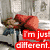A pixelated collage of four distinct sections featuring text overlays and a person with curly hair smiling.