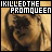 A 3x2 contact sheet of six animated frames showing a pixelated image of a person with text "I KILLED THE PROMQUEEN" where the word "KILLED" changes color across frames.