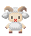 Pixelated sheep avatar with brown curved horns, white wool, and red feet, shown in six distinct poses including standing, holding a star, and closing eyes.